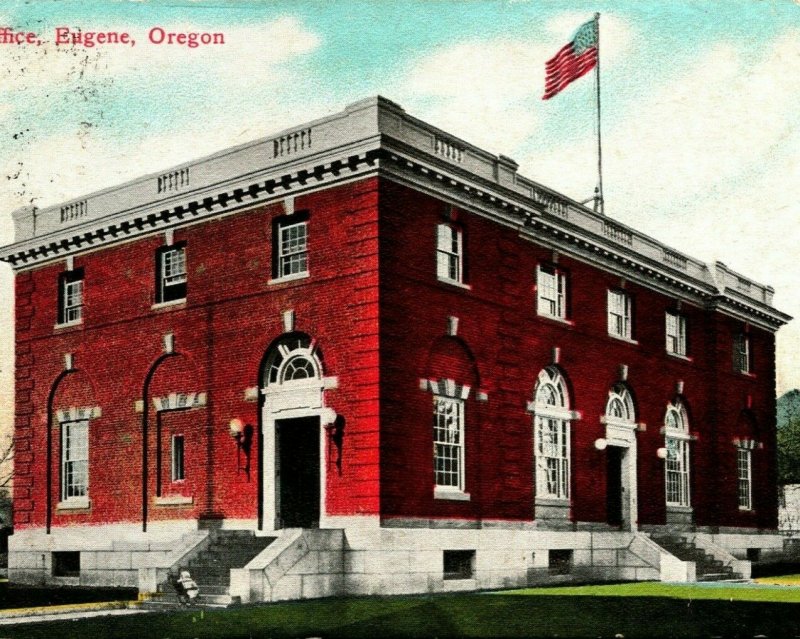 United States Post Office Building Eugene Oregon OR 1912 Vtg Postcard