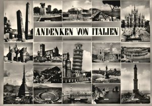 Vintage Postcard Andenken Von Italien Pisa Pompei Genova Torino Bologna Italy