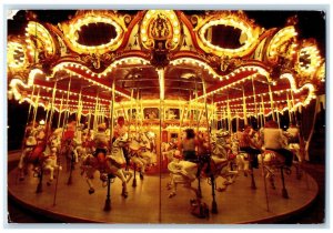 1982 King Arthur Carrousel Ponies Evening Glow Fantasyland Eugene OR Postcard