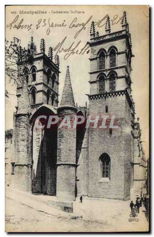 Postcard Old Montpellier Cathedrale St Piere