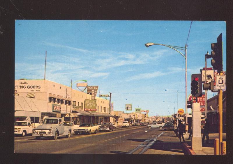 BARSTOW CALIFORNIA DOWNTOWN MAIN STREET SCENE OLD CARS ROUTE 66 POSTCARD