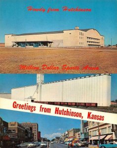 HUTCHINSON, KS Kansas  SPORTS ARENA & STREET SCENE~50's Cars  *Two* Postcards