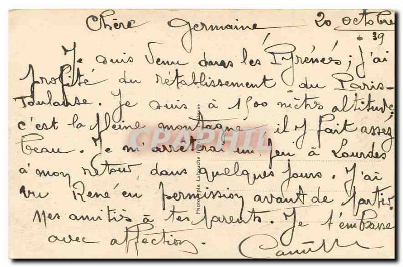 Old Postcard The High Pyrenees general view