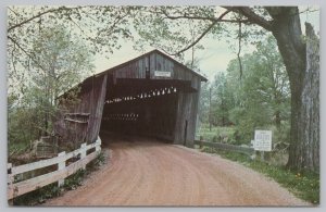 Town Lattice Bridge~Doyle Rd~Mill Creek~Jefferson Twp~Ohio~Forest Scenery~Vtg PC