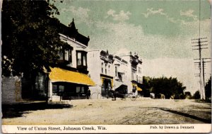 Postcard View of Union Street in Johnson Creek, Wisconsin