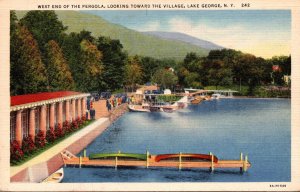 New York Lake George West End Of The Pergola Looking Toward The Village Curteich