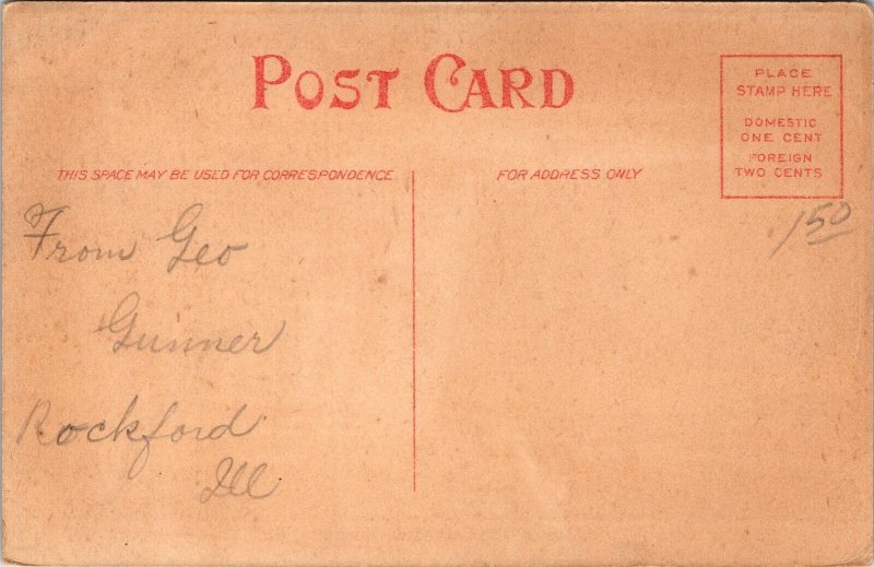 Postcard IL Rockford St. James Catholic Cathedral North Second Street ~1910 V29