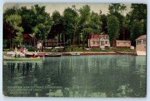 Mountain View Cottages Fourth Lake Fulton Chain Of Lakes Old Forge NY Postcard