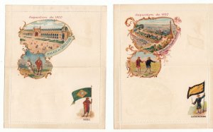 EXPO 1900 PARIS CARTE LETTRE Countries with Flags 34 Vintage Postcards (L5288)