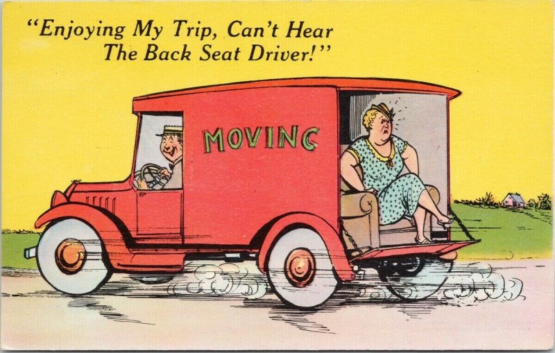 Moving Truck Man Wife Marriage Humour 'Can't Hear Back Seat Driver ...