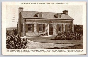Petersburg Illinois~Old Salem State Park~Museum Stone Bldg~1940s B&W Postcard