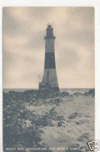 Beachy Head Lighthouse (sea foam after storm) UK PC1343