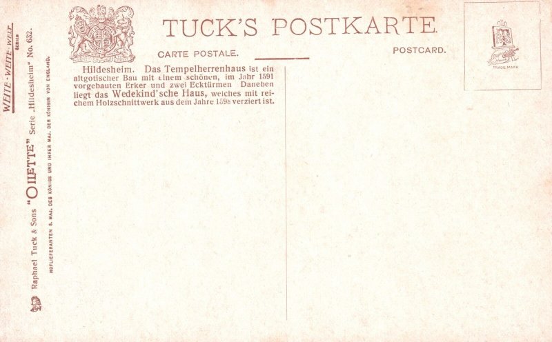 Vintage Postcard Tempelherren Wedekindhaus Rolandbrunnen Hildesheim Oilette
