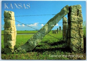 Postcard - Land of the Post Rock, Stone Post Country - Kansas