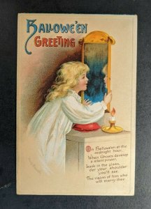 Vintage Halloween Greetings Poem Illustrated Halloween Postcard