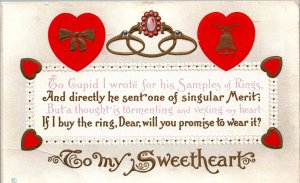 Romance - To My Sweetheart - Embossed - 1914