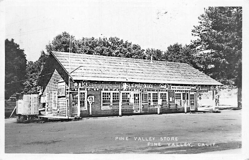 Pine Valley CA U. S. Post Office & Store Coca--Cola Signs Real Photo Postcard