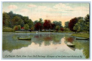 1914 Clyffeside Park View Of C. & O. Railway Ashland Kentucky KY Boat Postcard
