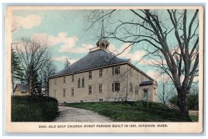 1921 Old Ship Church First Parish Hingham Massachusetts MA Vintage Postcard