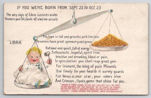 Horoscope Astrology Zodiac Sign LIBRA Month of the Year 1907 Postcard L42