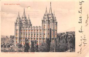 The Temple Salt Lake City, Utah, USA Hold to Light 1905 writing on front