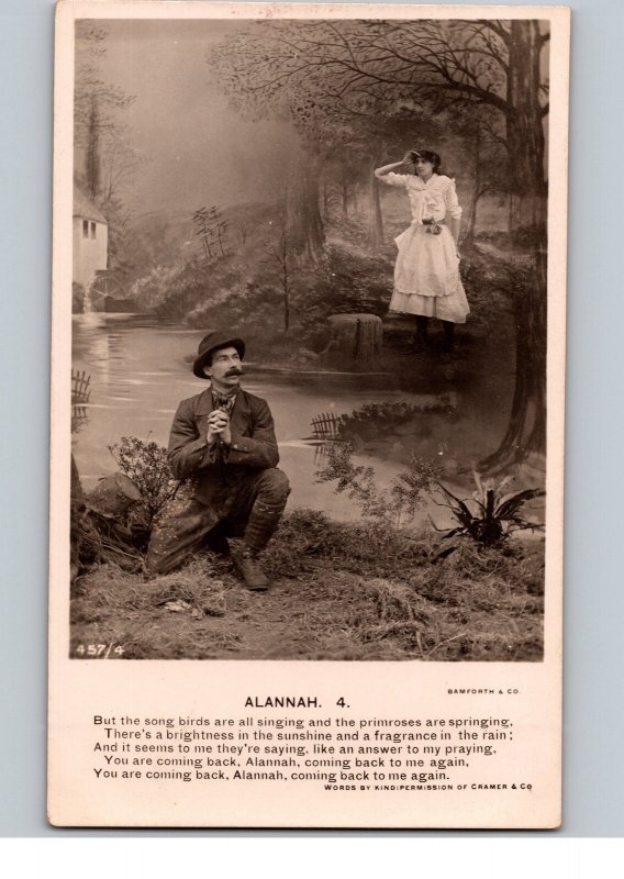 SET OF (4) c1915 Alannah Poem Romance GHOST IMAGES Bamforth RPPC Real Photo