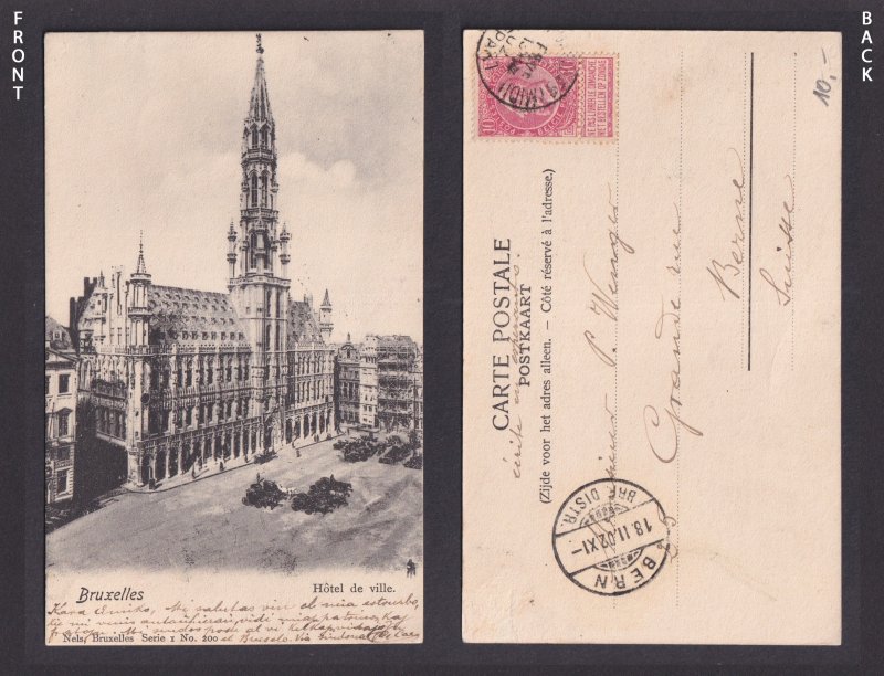 Vintage Postcard Belgium Brussels Town Hall 1902