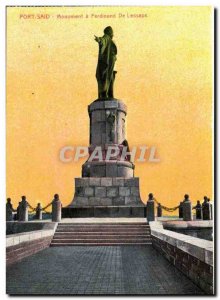 Egypt Port Said Monument Ferdinand de Lesseps - Old Postcard
