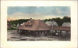 Manchester MA RR Train Station Depot c1910 Postcard