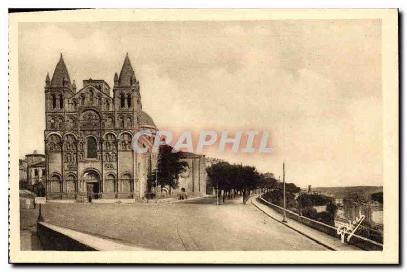 Postcard Old Angouleme the Cathedral view of the Rempart du Midi