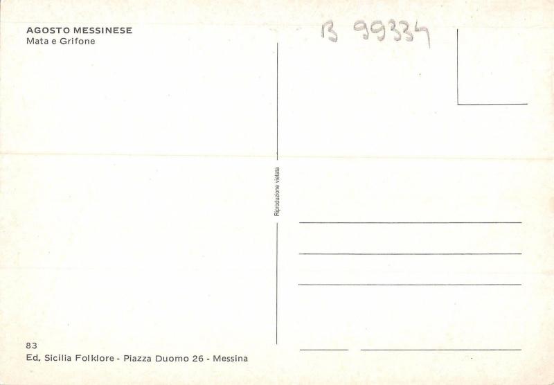B99334 agosto messinese mata e grifone italy  types ethnics folklore