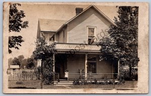 K47/ Bremen Ohio RPPC Postcard c1910 Home Residence Cute Child Porch 347