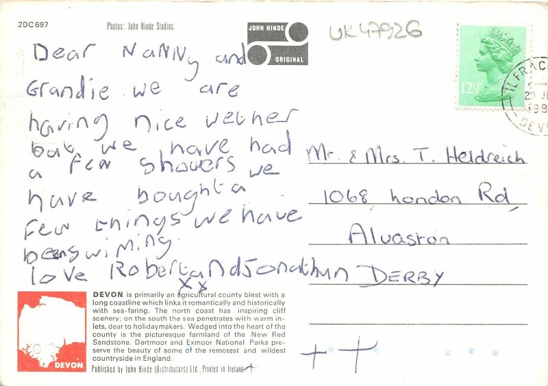 uk47926 greetings from devon uk map