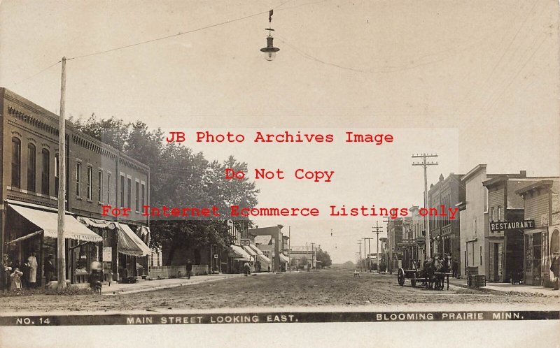 MN, Blooming Prairie, Minnesota, RPPC, Main Street, Looking East, Olson Photo