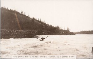 Shooting White Horse Rapids in Small Boat YT Yukon Unused RPPC Postcard H44