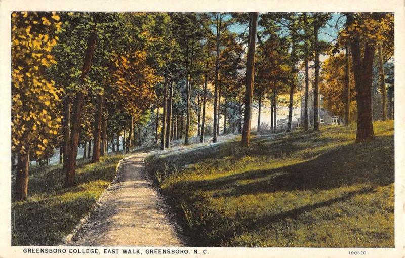 Greensboro North Carolina College East Walk Antique Postcard K102204