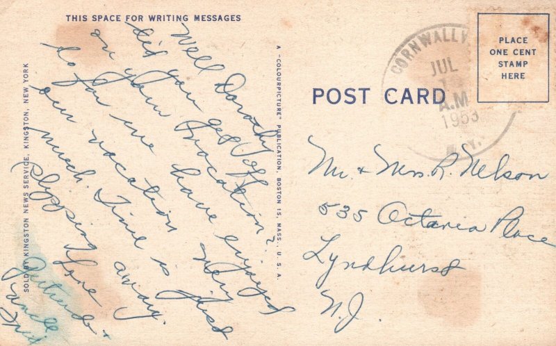 Vintage Postcard 1953 Stony Clove Notch In Catskills New York Kingston News Pub.