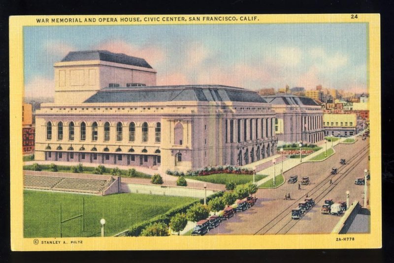 San Francisco, California/CA Postcard, War Memorial & Opera House