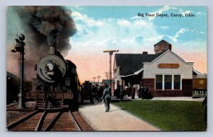 J87/ Carey Ohio Postcard c1910 Big Four Railroad Depot Station  327