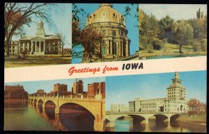 IOWA DES MOINES Greetings from State Capitol MultiView Skyline Waterloo - pm1966