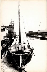 Maine 1940s Boats at Portland Harbor Kodak Photo Postcard W2