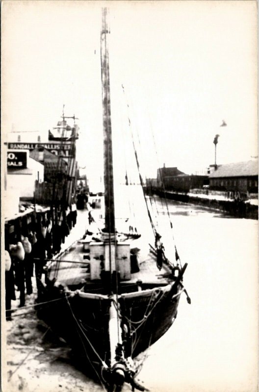 Maine 1940s Boats at Portland Harbor Kodak Photo Postcard W2