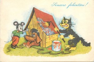 Disney character Mickey Mouse & friends caricature comic greetings card Romania 