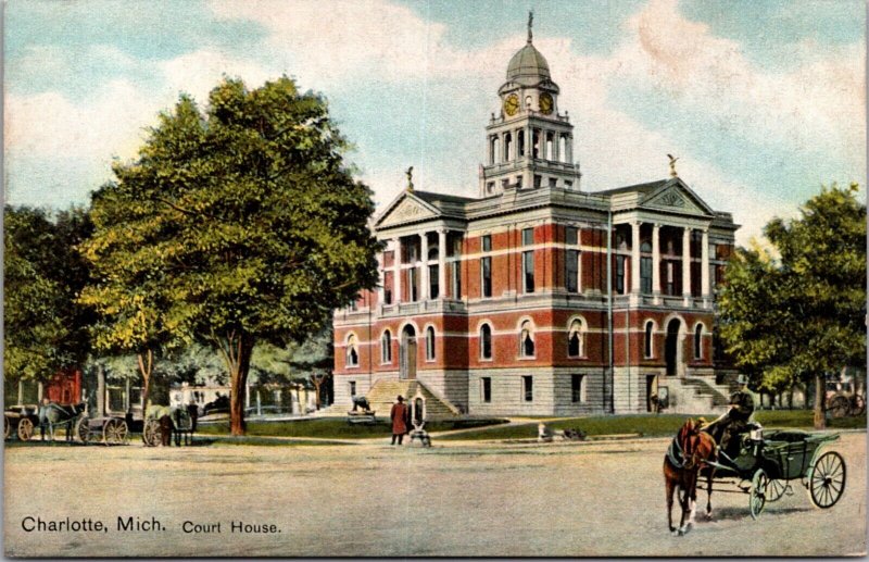 Postcard Court House in Charlotte, Michigan