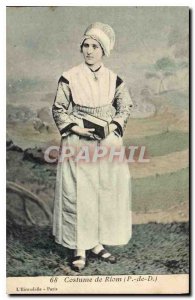 Postcard Old Folk Costume Riom