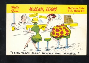 MCLEAN TEXAS ROUTE 66 CAFÉ RESTAURANT ADVERTISING POSTCARD ROUTE 66 FAT WOMAN