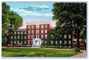 c1940 Exterior Earlham Hall Girls Dormitory Earlham College Richmond IN Postcard