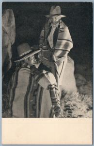 INDIAN NAVAHOS by FIRE LIGHT ANTIQUE POSTCARD 