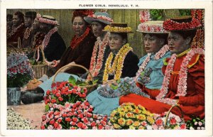 PC US, HAWAII, FLOWER GIRLS, HONOLULU, Vintage Postcard (b45708)