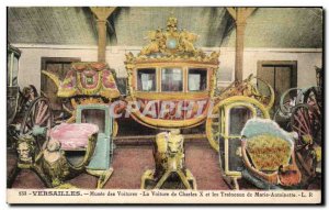 Old Postcard Versailles Museum of cars The car of Charles X and sleighs Marie...